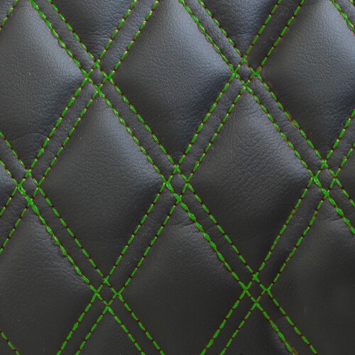 Faux Leather Green Double Stitch Material