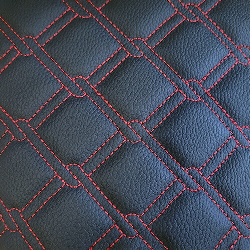 Faux Leather Red Chain Stitch Material